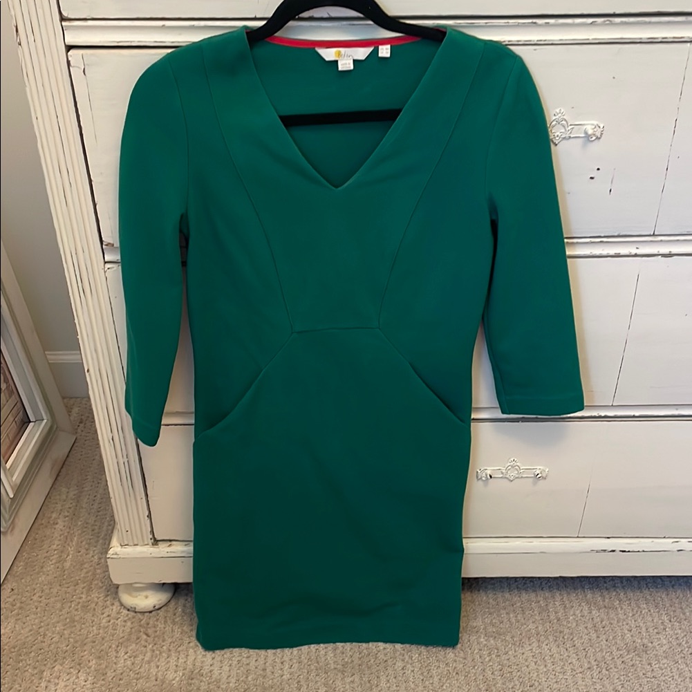 Boden Green V-Neck Sheath Dress